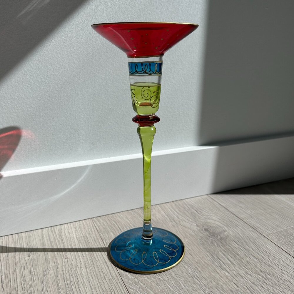 Colorful Tall Glass Candle Holder